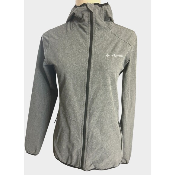 COLUMBIA Womens Jacket XS Heather Gray Canyon Softshell Hooded Full Zip - Picture 1 of 9